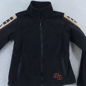 Harley-Davidson Full Zip Fleece Jacket Womens Medium Biker Motorcycle Orange HD